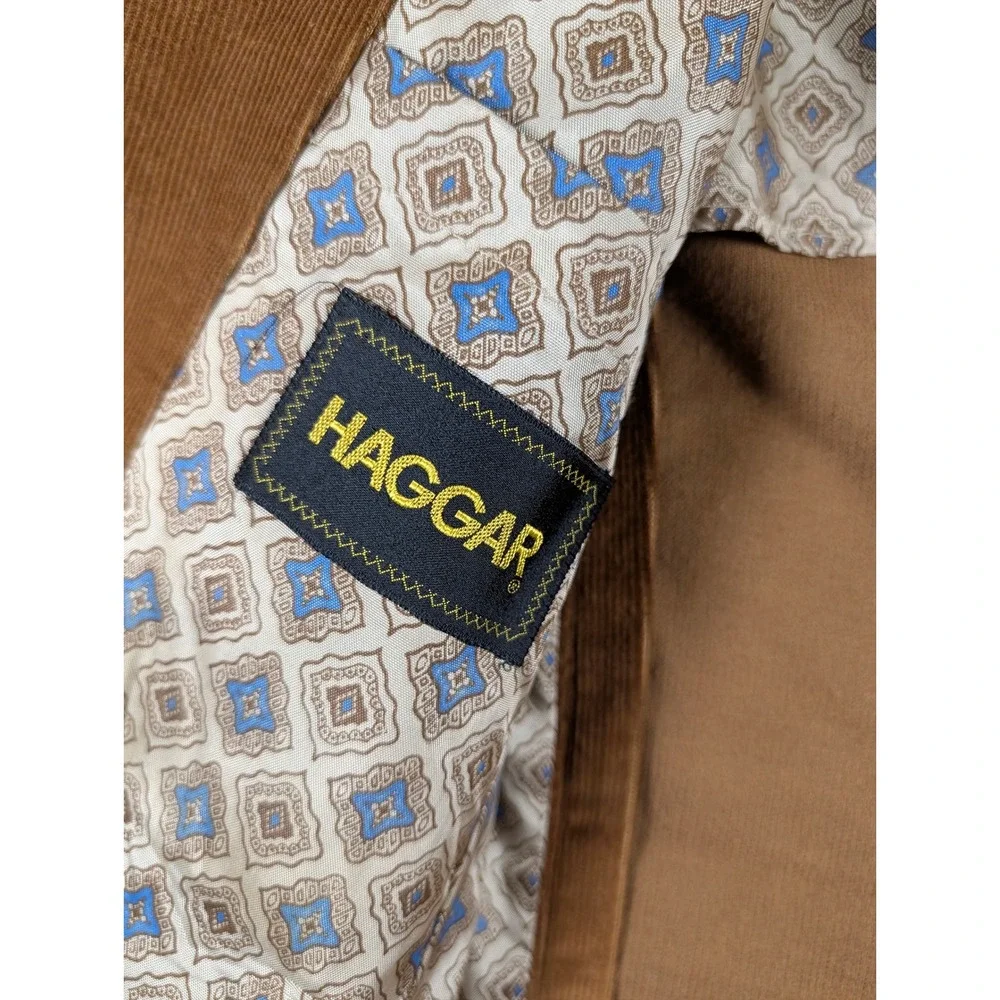 Vintage Haggar Mens Corduroy Blazer Brown 2 Button Sport Coat Jacket Size 38